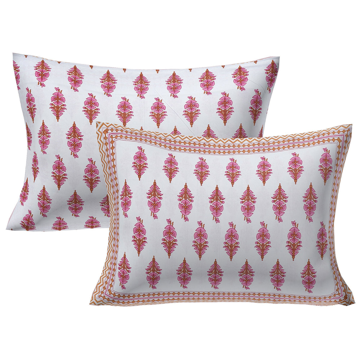 Rudra Bazaar Pink 210 TC Cotton Double King Bedsheet With 2 Pillow Covers | Grocsy