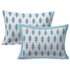 Rudra Bazaar Turquoise Blue 210 TC Cotton Double King Bedsheet With 2 Pillow Covers | Grocsy