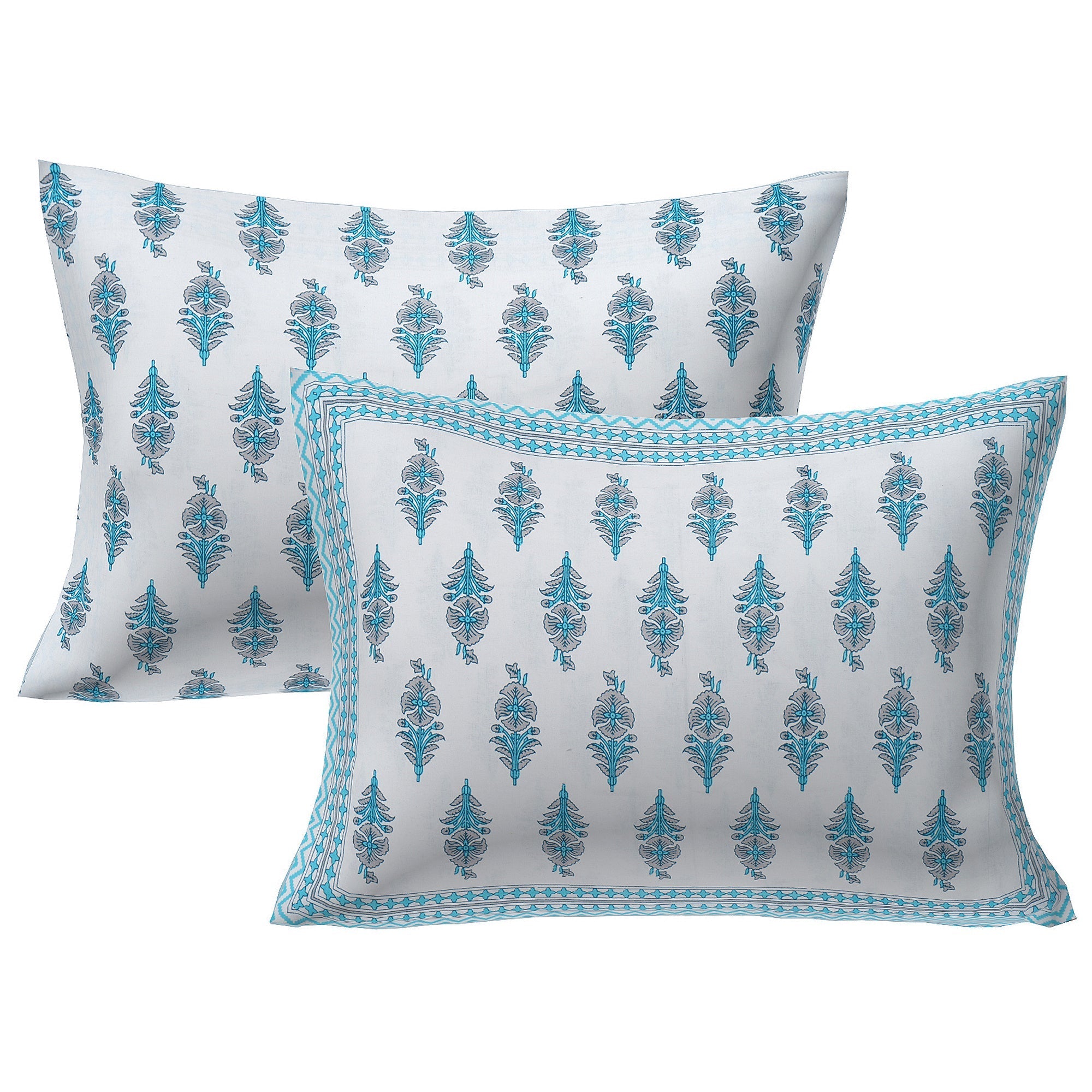 Rudra Bazaar Turquoise Blue 210 TC Cotton Double King Bedsheet With 2 Pillow Covers | Grocsy
