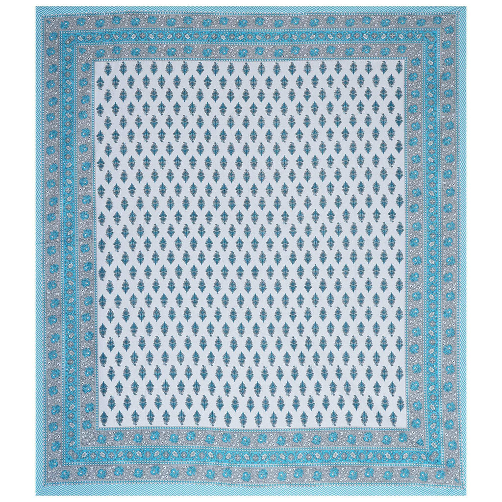 Rudra Bazaar Turquoise Blue 210 TC Cotton Double King Bedsheet With 2 Pillow Covers | Grocsy
