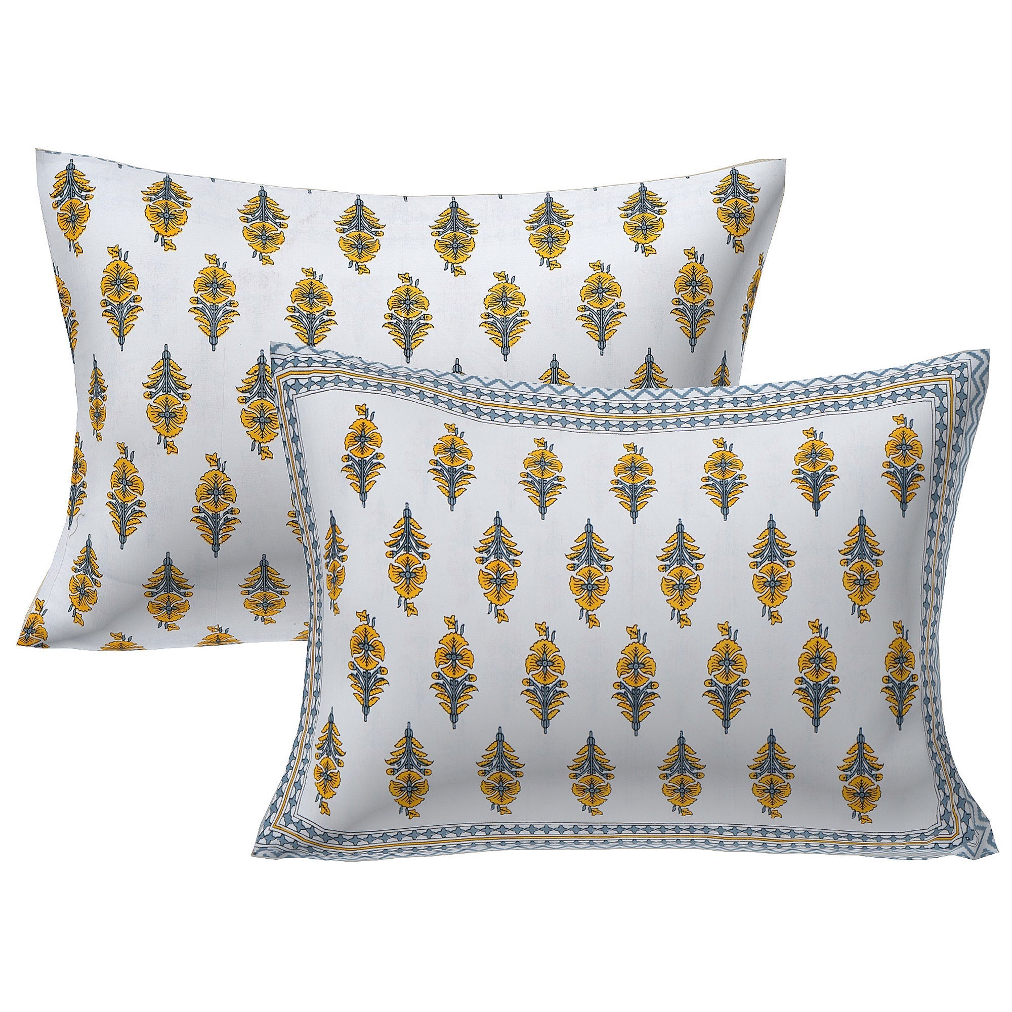 Rudra Bazaar Yellow 210 TC Cotton Double King Bedsheet With 2 Pillow Covers | Grocsy