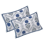 Rudra Bazaar Blue 210 TC Cotton Double King Bedsheet With 2 Pillow Covers | Grocsy