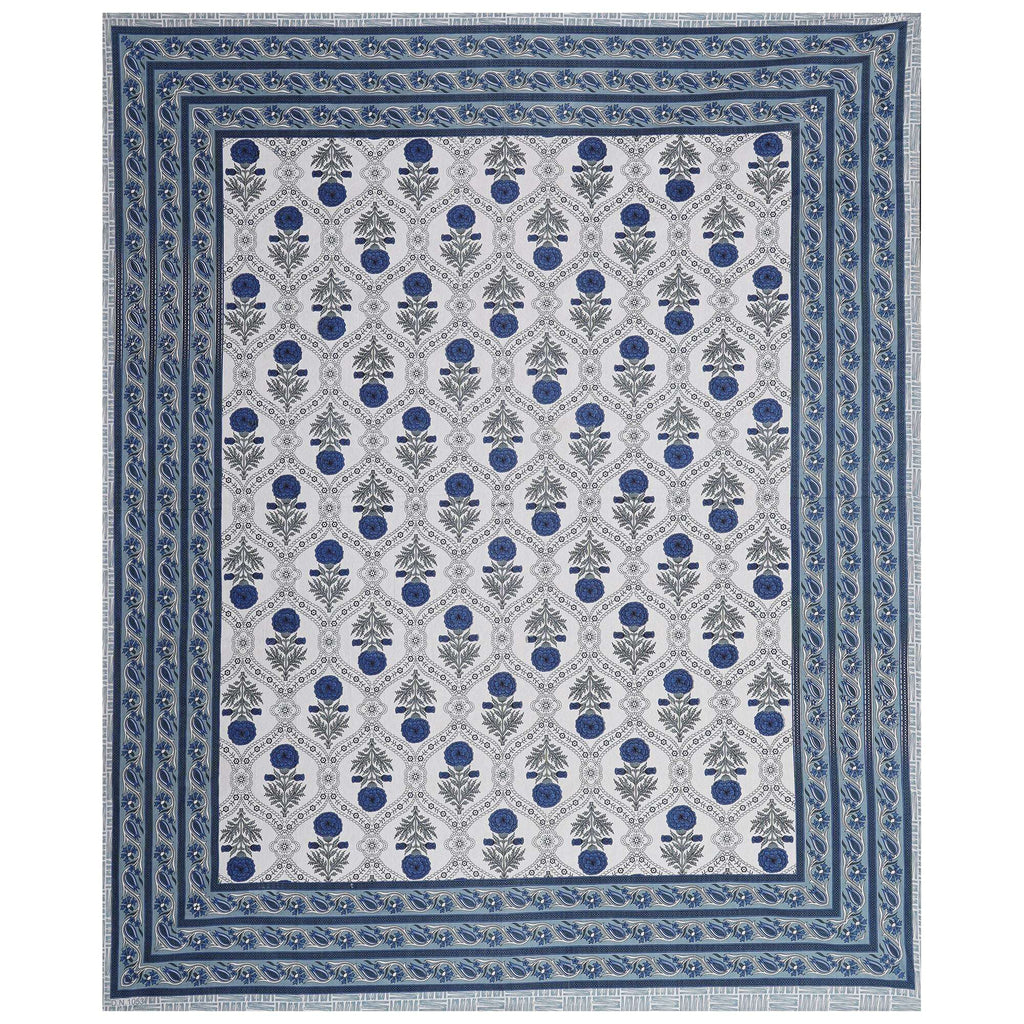 Rudra Bazaar Blue 210 TC Cotton Double King Bedsheet With 2 Pillow Covers | Grocsy