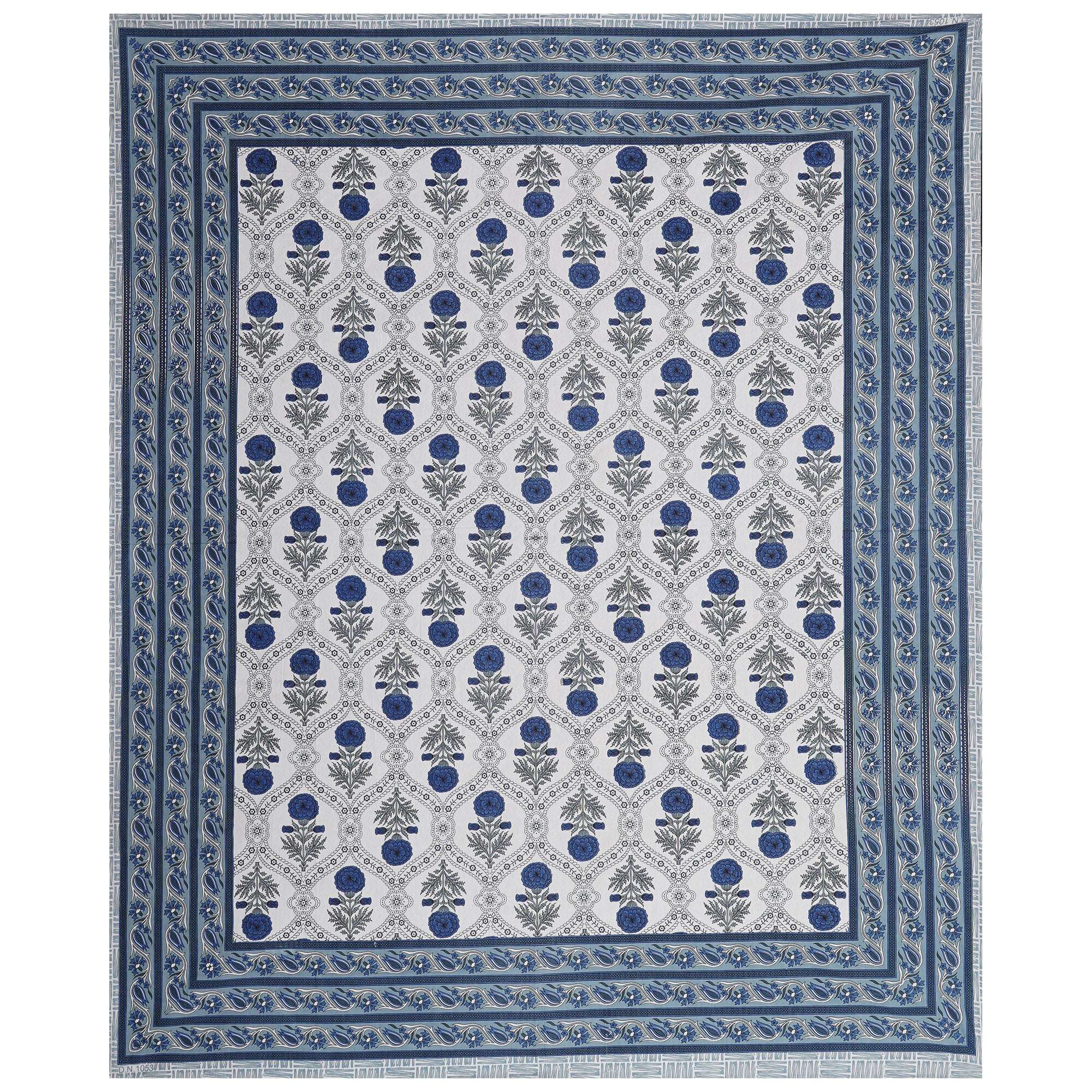 Rudra Bazaar Blue 210 TC Cotton Double King Bedsheet With 2 Pillow Covers | Grocsy