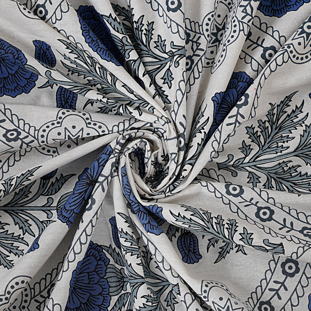 Rudra Bazaar Blue 210 TC Cotton Double King Bedsheet With 2 Pillow Covers | Grocsy