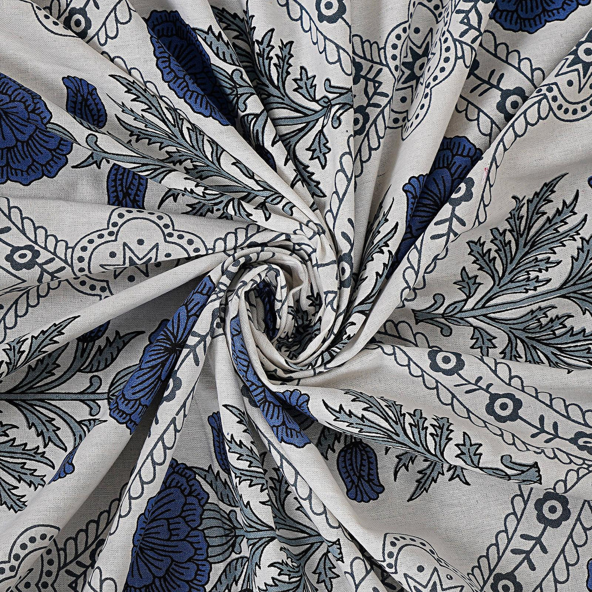Rudra Bazaar Blue 210 TC Cotton Double King Bedsheet With 2 Pillow Covers | Grocsy