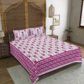 Rudra Bazaar Pink 210 TC Cotton Double King Bedsheet With 2 Pillow Covers | Grocsy