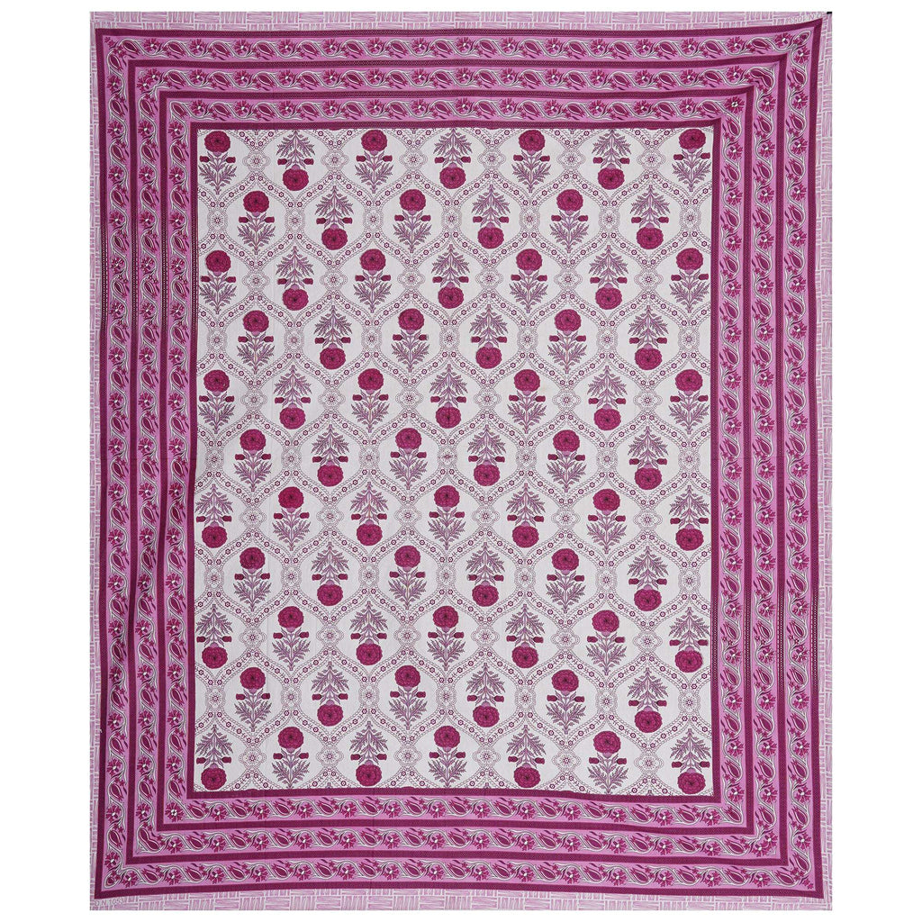 Rudra Bazaar Pink 210 TC Cotton Double King Bedsheet With 2 Pillow Covers | Grocsy