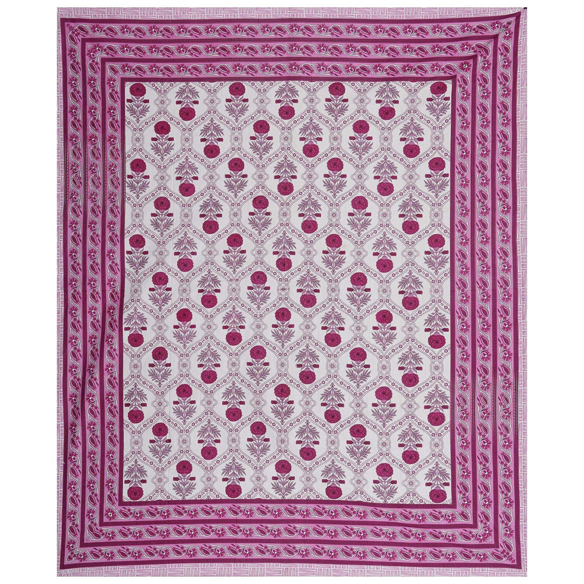 Rudra Bazaar Pink 210 TC Cotton Double King Bedsheet With 2 Pillow Covers | Grocsy