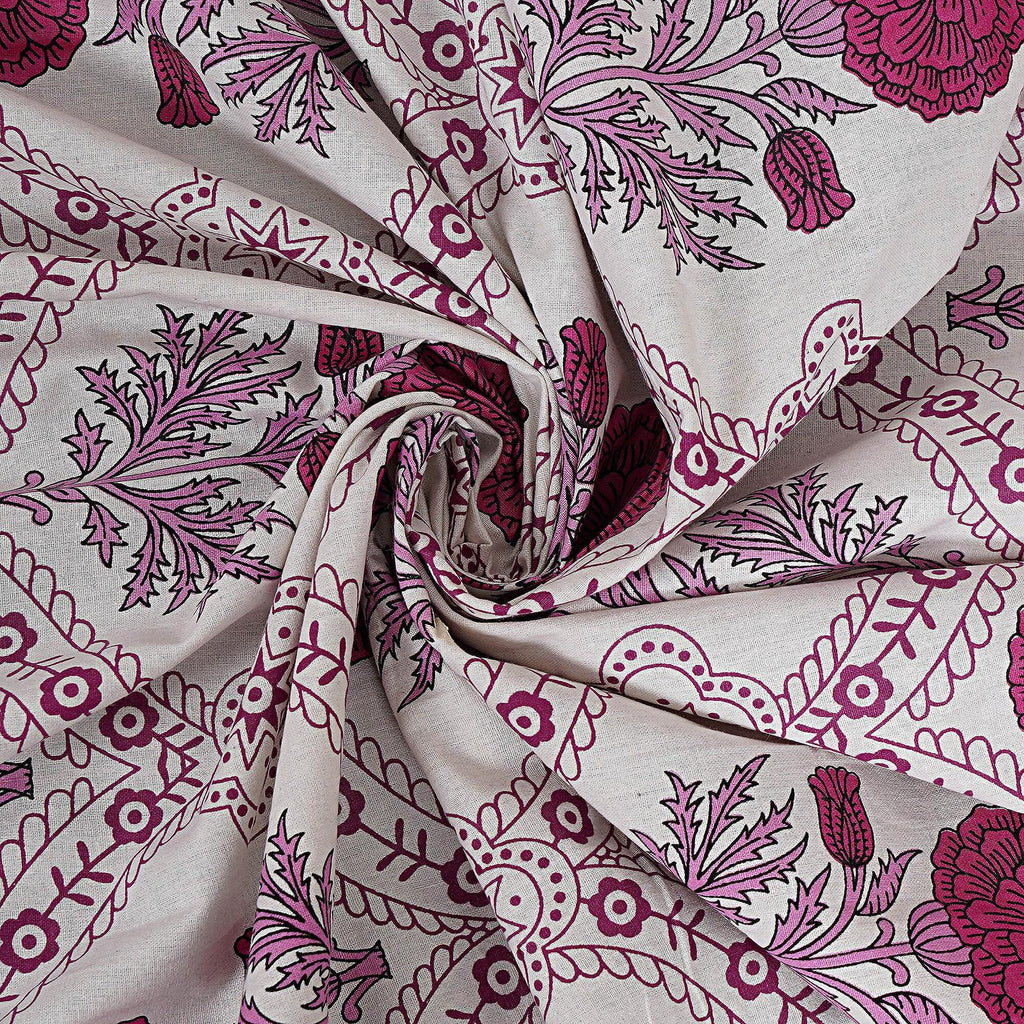 Rudra Bazaar Pink 210 TC Cotton Double King Bedsheet With 2 Pillow Covers | Grocsy