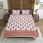 Rudra Bazaar Rust 210 TC Cotton Double King Bedsheet With 2 Pillow Covers | Grocsy