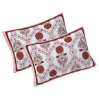 Rudra Bazaar Rust 210 TC Cotton Double King Bedsheet With 2 Pillow Covers | Grocsy