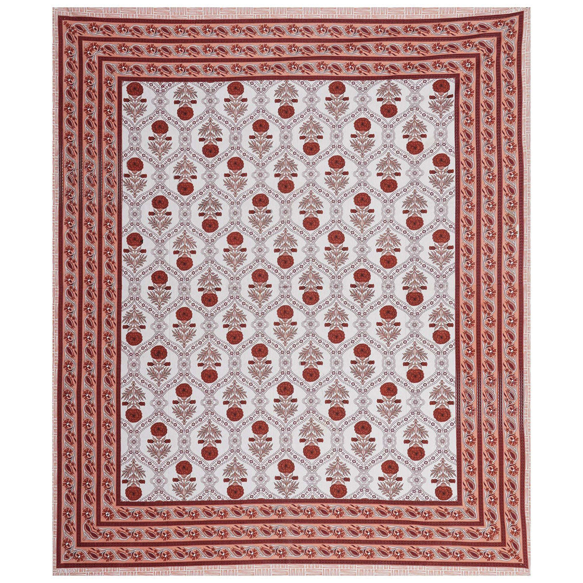 Rudra Bazaar Rust 210 TC Cotton Double King Bedsheet With 2 Pillow Covers | Grocsy