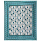 Rudra Bazaar Turquoise Blue 210 TC Cotton Double King Bedsheet With 2 Pillow Covers | Grocsy
