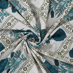 Rudra Bazaar Turquoise Blue 210 TC Cotton Double King Bedsheet With 2 Pillow Covers | Grocsy