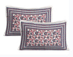 Rudra Bazaar Blue Pink 210 TC Cotton Double King Bedsheet With 2 Pillow Covers | Grocsy