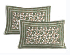 Rudra Bazaar Green 210 TC Cotton Double King Bedsheet With 2 Pillow Covers | Grocsy