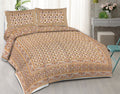 Rudra Bazaar Orange 210 TC Cotton Double King Bedsheet With 2 Pillow Covers | Grocsy