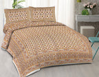 Rudra Bazaar Orange 210 TC Cotton Double King Bedsheet With 2 Pillow Covers | Grocsy