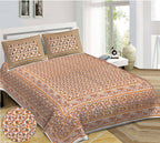 Rudra Bazaar Orange 210 TC Cotton Double King Bedsheet With 2 Pillow Covers | Grocsy