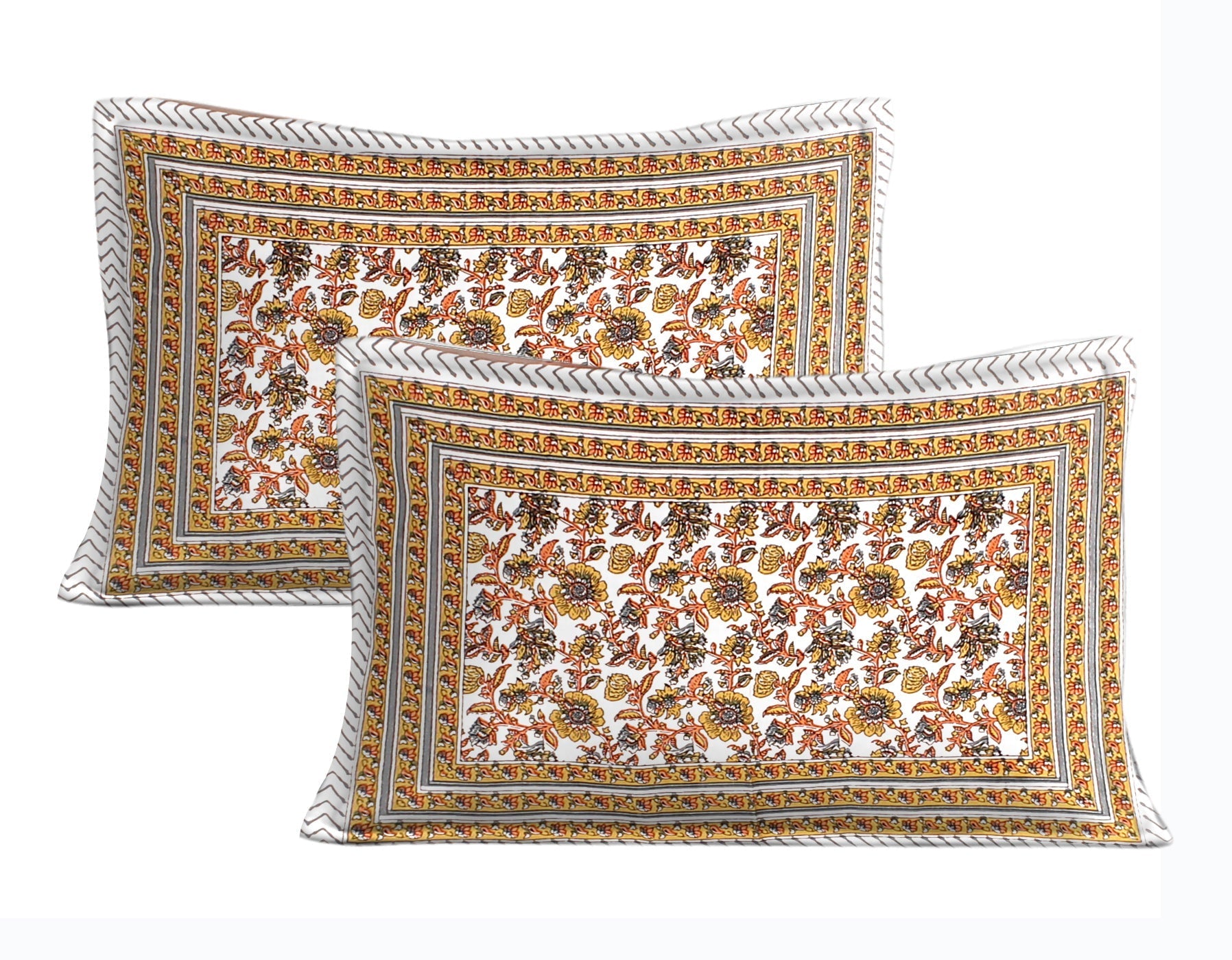 Rudra Bazaar Orange 210 TC Cotton Double King Bedsheet With 2 Pillow Covers | Grocsy