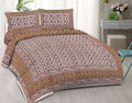 Rudra Bazaar Purple Brown 210 TC Cotton Double King Bedsheet With 2 Pillow Covers | Grocsy