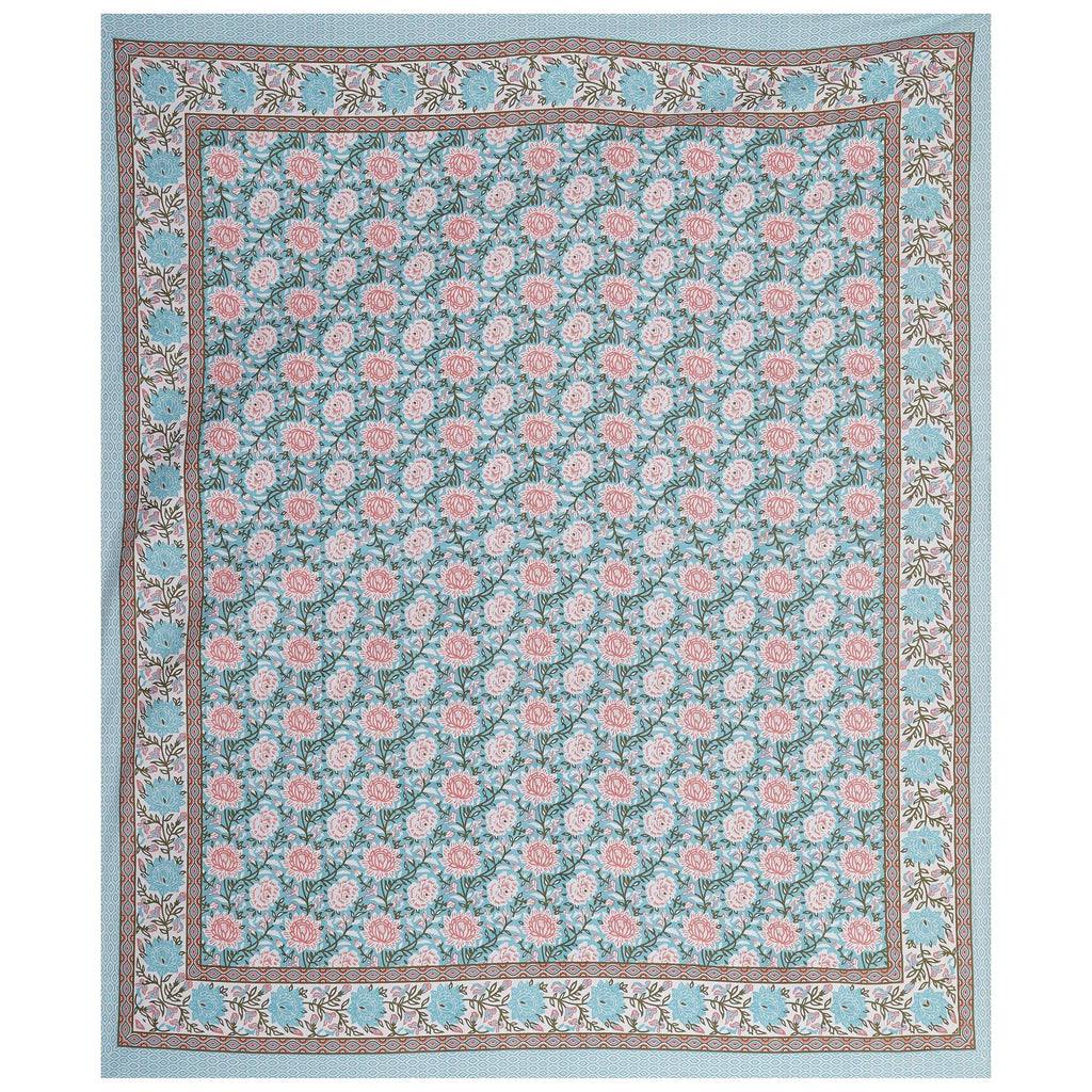 Rudra Bazaar Blue 210 TC Cotton Double King Bedsheet With 2 Pillow Covers | Grocsy