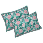 Rudra Bazaar Sea Green 210 TC Cotton Double King Bedsheet With 2 Pillow Covers | Grocsy