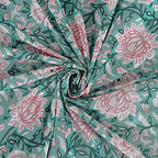 Rudra Bazaar Sea Green 210 TC Cotton Double King Bedsheet With 2 Pillow Covers | Grocsy