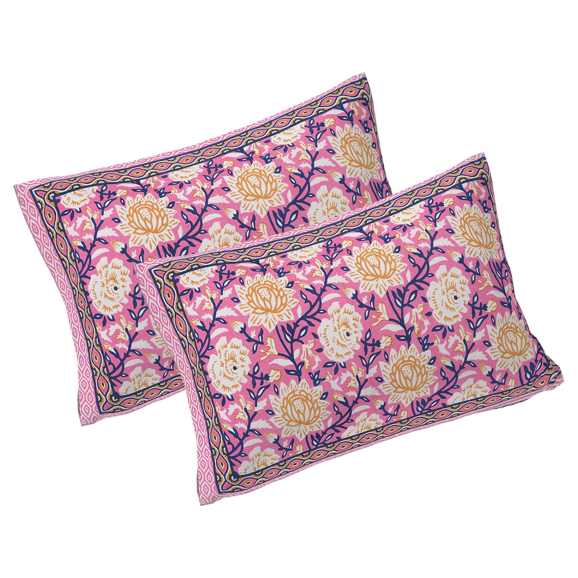 Rudra Bazaar Pink 210 TC Cotton Double King Bedsheet With 2 Pillow Covers | Grocsy