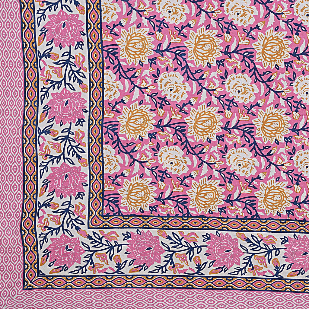 Rudra Bazaar Pink 210 TC Cotton Double King Bedsheet With 2 Pillow Covers | Grocsy