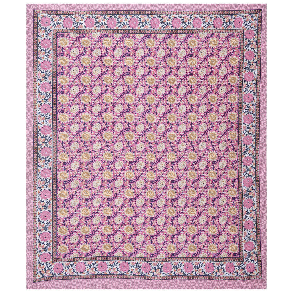 Rudra Bazaar Pink 210 TC Cotton Double King Bedsheet With 2 Pillow Covers | Grocsy