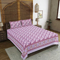 Rudra Bazaar Purple 210 TC Cotton Double King Bedsheet With 2 Pillow Covers | Grocsy
