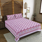 Rudra Bazaar Purple 210 TC Cotton Double King Bedsheet With 2 Pillow Covers | Grocsy
