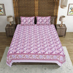Rudra Bazaar Purple 210 TC Cotton Double King Bedsheet With 2 Pillow Covers | Grocsy