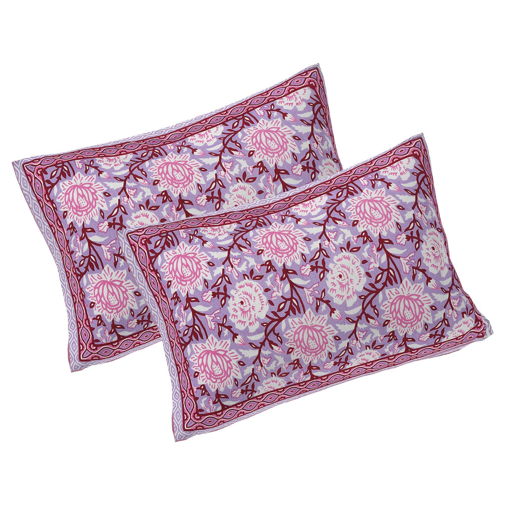 Rudra Bazaar Purple 210 TC Cotton Double King Bedsheet With 2 Pillow Covers | Grocsy