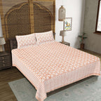 Rudra Bazaar Brown 210 TC Cotton Double King Bedsheet With 2 Pillow Covers | Grocsy