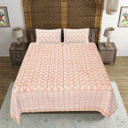 Rudra Bazaar Brown 210 TC Cotton Double King Bedsheet With 2 Pillow Covers | Grocsy