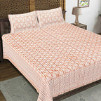 Rudra Bazaar Brown 210 TC Cotton Double King Bedsheet With 2 Pillow Covers | Grocsy