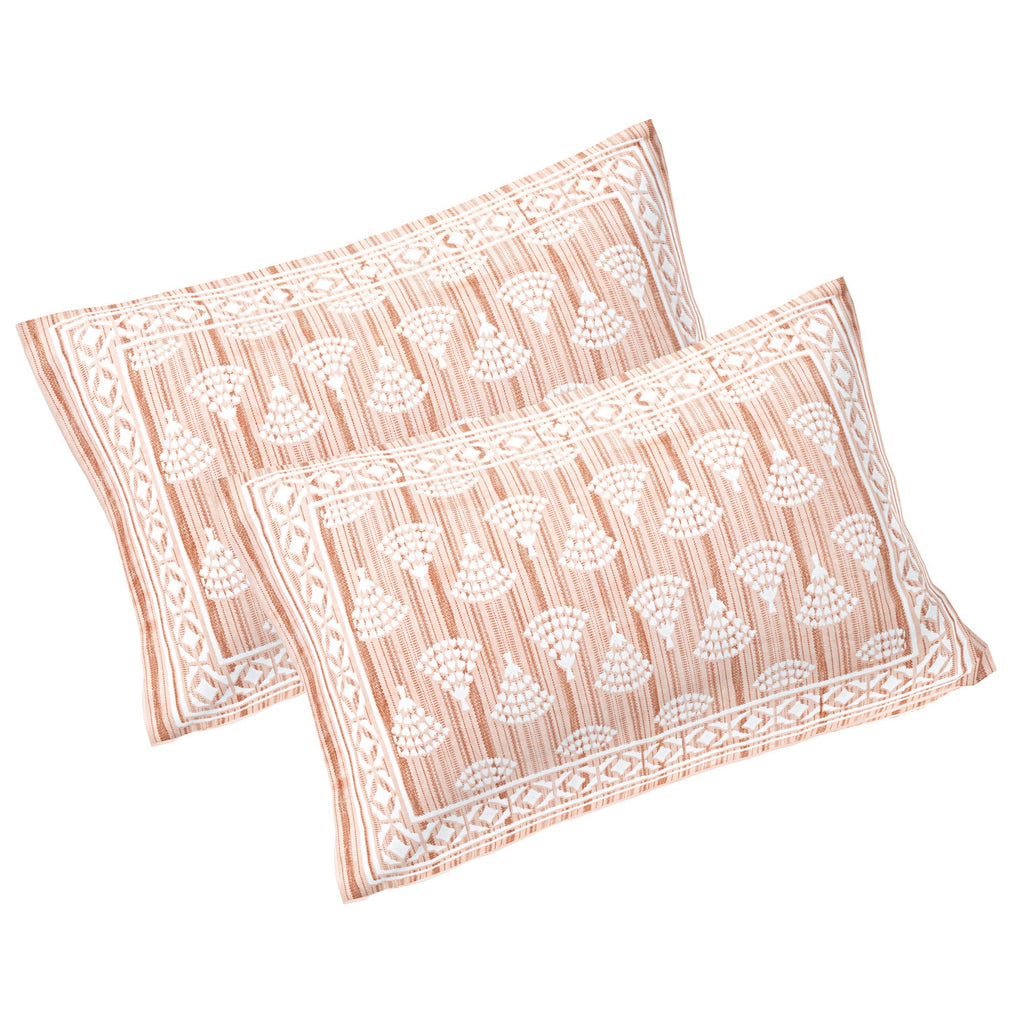 Rudra Bazaar Brown 210 TC Cotton Double King Bedsheet With 2 Pillow Covers | Grocsy