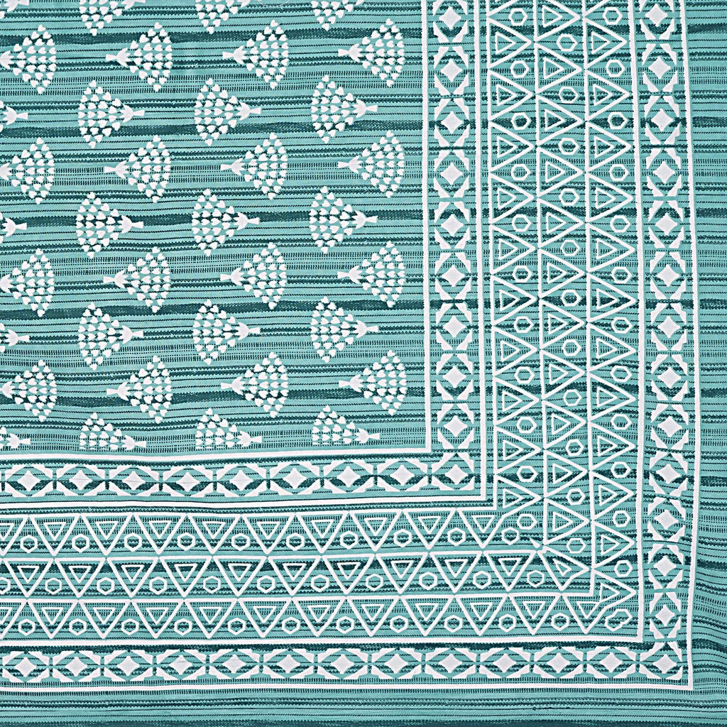 Rudra Bazaar Sea Green 210 TC Cotton Double King Bedsheet With 2 Pillow Covers | Grocsy