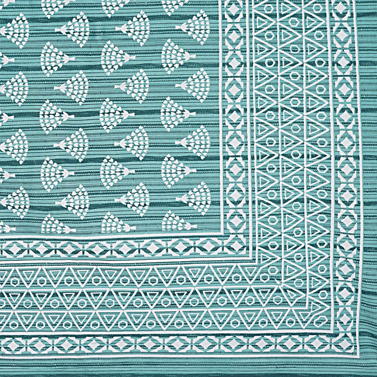 Rudra Bazaar Sea Green 210 TC Cotton Double King Bedsheet With 2 Pillow Covers | Grocsy