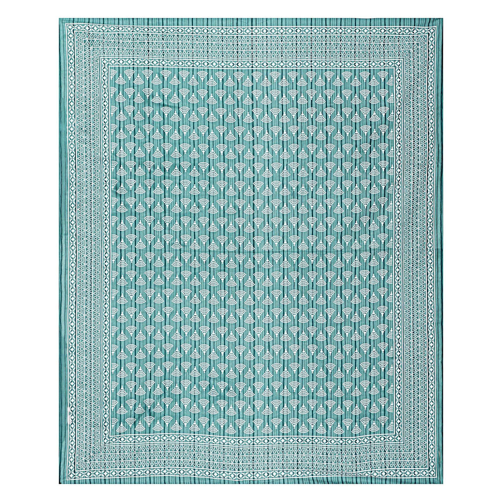 Rudra Bazaar Sea Green 210 TC Cotton Double King Bedsheet With 2 Pillow Covers | Grocsy