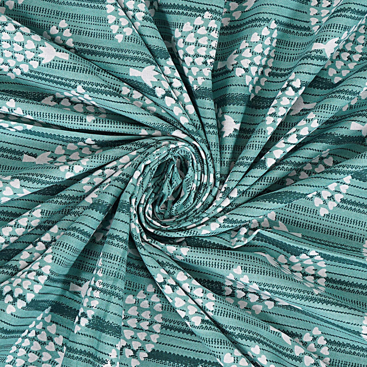 Rudra Bazaar Sea Green 210 TC Cotton Double King Bedsheet With 2 Pillow Covers | Grocsy