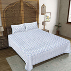 Rudra Bazaar Grey 210 TC Cotton Double King Bedsheet With 2 Pillow Covers | Grocsy
