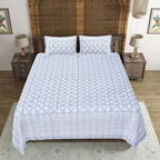 Rudra Bazaar Grey 210 TC Cotton Double King Bedsheet With 2 Pillow Covers | Grocsy