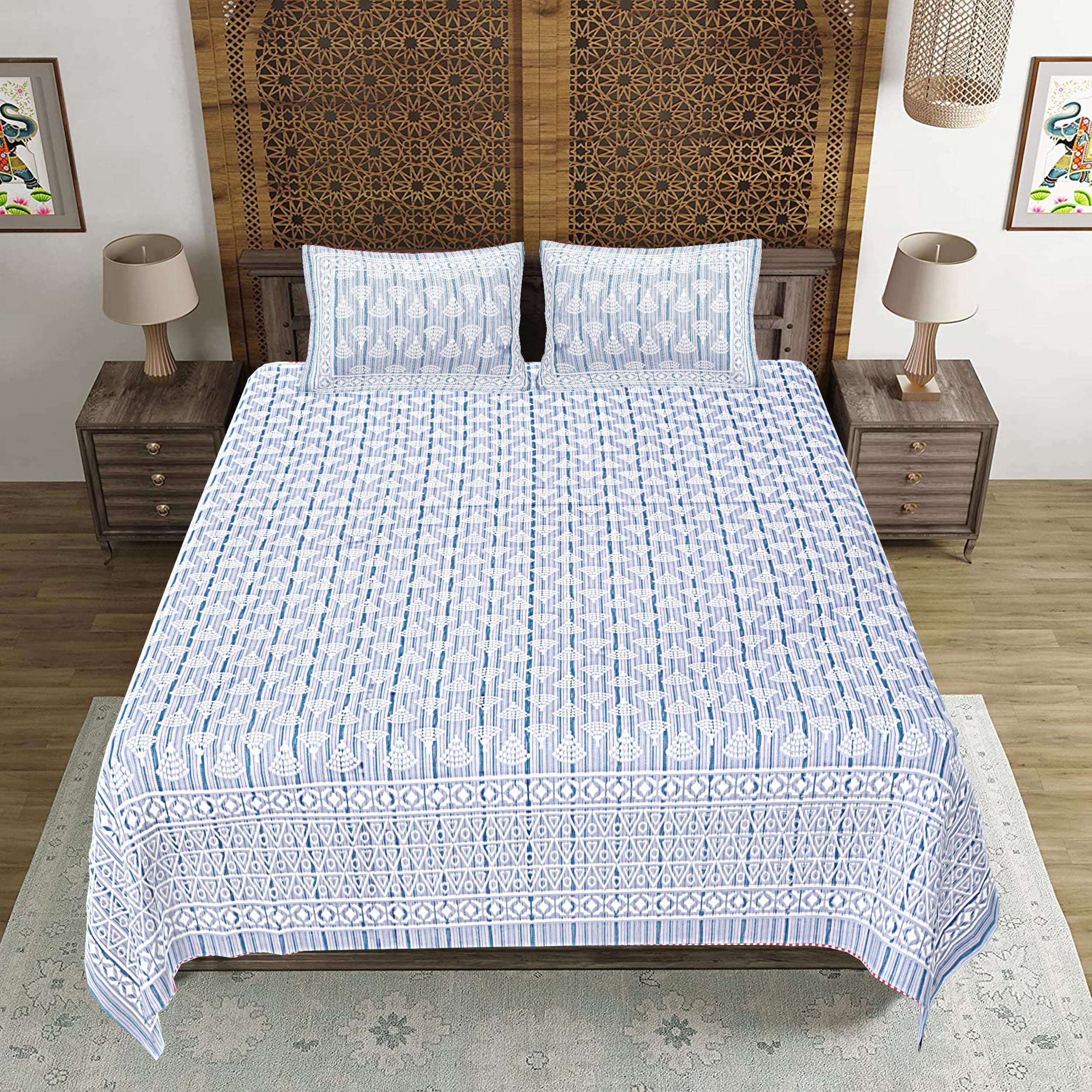 Rudra Bazaar Grey 210 TC Cotton Double King Bedsheet With 2 Pillow Covers | Grocsy