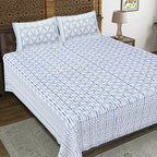 Rudra Bazaar Grey 210 TC Cotton Double King Bedsheet With 2 Pillow Covers | Grocsy