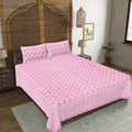 Rudra Bazaar Pink 210 TC Cotton Double King Bedsheet With 2 Pillow Covers | Grocsy