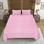 Rudra Bazaar Pink 210 TC Cotton Double King Bedsheet With 2 Pillow Covers | Grocsy